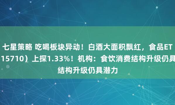 七星策略 吃喝板块异动！白酒大面积飘红，食品ETF（515710）上探1.33%！机构：食饮消费结构升级仍具潜力